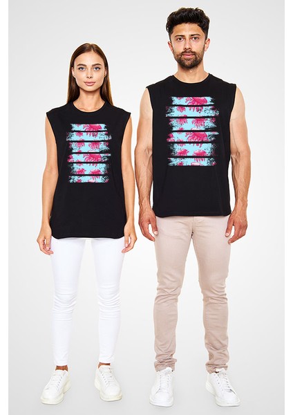 Pembe Deniz Anası Siyah Unisex Kolsuz Kesik Kol T-Shirt fiyatları
