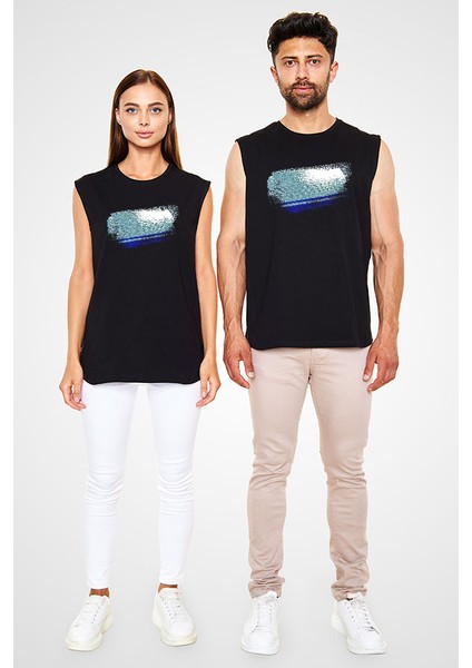 Altay Cumhuriyeti - Altai Republic Siyah Unisex Kolsuz Kesik Kol T-Shirt fiyatları