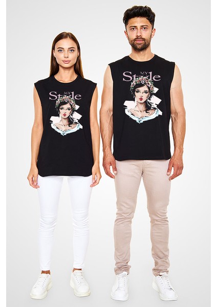 Benim Stilim Kadın Siyah Unisex Kolsuz Kesik Kol T-Shirt fiyatları