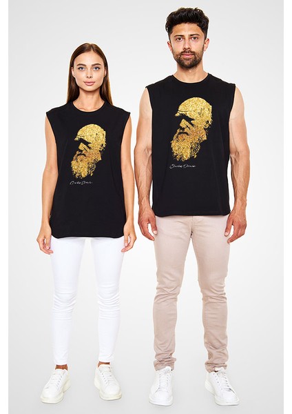 Charles Darwin Siyah Unisex Kolsuz Kesik Kol T-Shirt