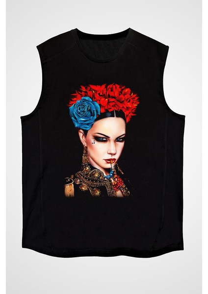 Çingene Kızı Siyah Unisex Kolsuz Kesik Kol T-Shirt