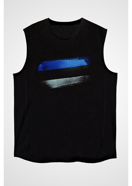 Estonya - Estonia Siyah Unisex Kolsuz Kesik Kol T-Shirt