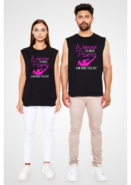Pilates Siyah Unisex Kolsuz Kesik Kol T-Shirt fiyatları