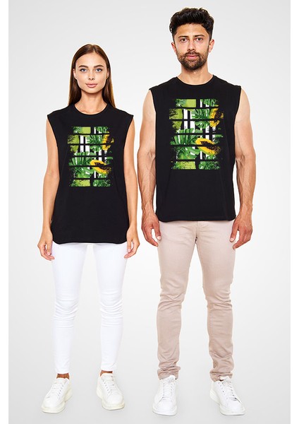 Papaya Siyah Unisex Kolsuz Tişört Kesik Kol T-Shirt