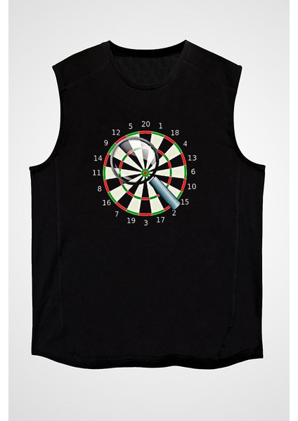 Dart Siyah Unisex Kolsuz Kesik Kol T-Shirt