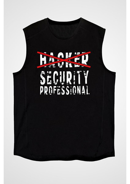 Hacker Siyah Unisex Kolsuz Kesik Kol T-Shirt