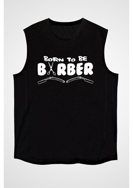 Berber Olmak Için Doğmak Siyah Unisex Kolsuz Kesik Kol T-Shirt