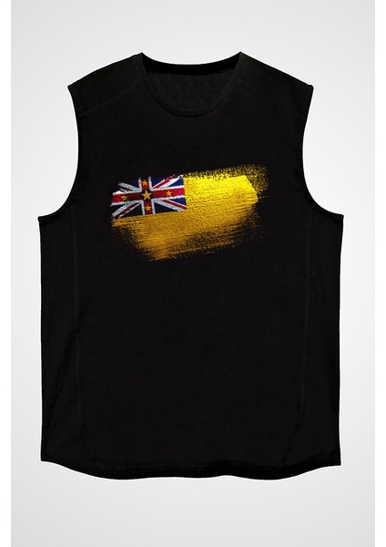 Niue Siyah Unisex Kolsuz Kesik Kol T-Shirt