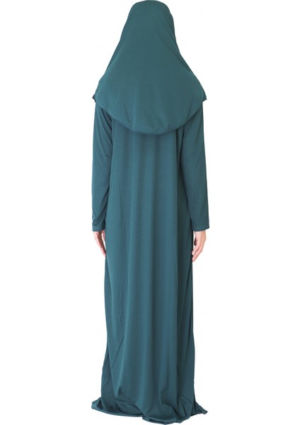 Zümrüt Yeşil Fermuarlı Namaz Elbisesi3