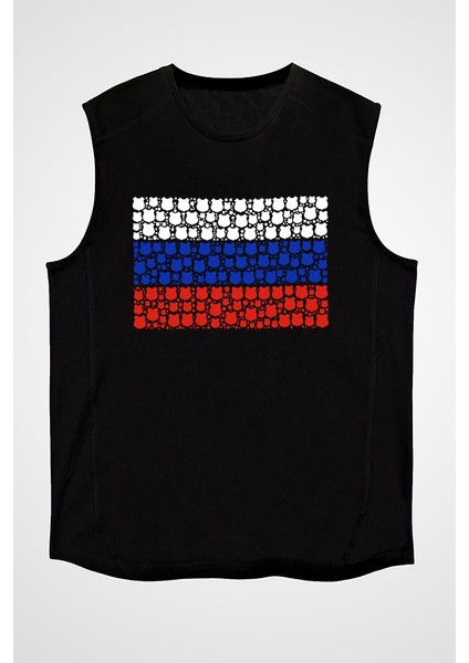 Rusya Siyah Unisex Kolsuz Tişört Kesik Kol T-Shirt fiyatları