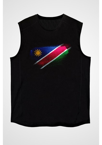 Namibya - Namibia Siyah Unisex Kolsuz Tişört Kesik Kol T-Shirt fiyatları