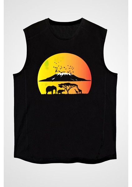 Serengeti Milli Park Siyah Unisex Kolsuz Tişört Kesik Kol T-Shirt fiyatları