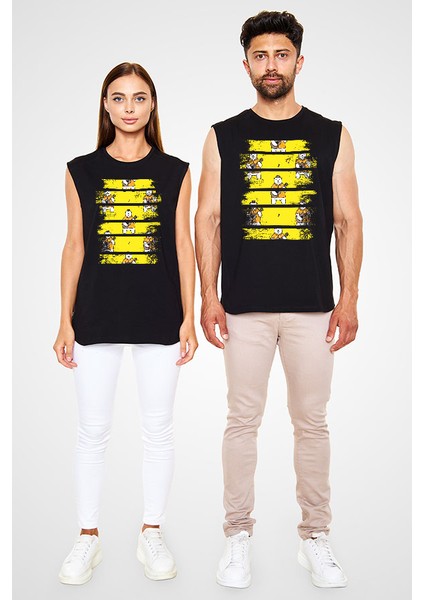 Gitar Çalan Ayı Siyah Unisex Kolsuz Kesik Kol T-Shirt fiyatları