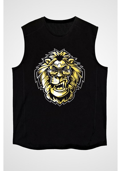 Karizmatik Kral Aslan Siyah Unisex Kolsuz Tişört Kesik Kol T-Shirt fiyatları
