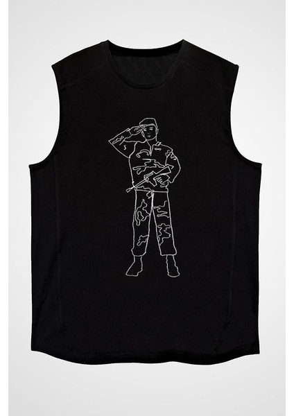 Asker Siyah Unisex Kolsuz Tişört Kesik Kol T-Shirt fiyatları