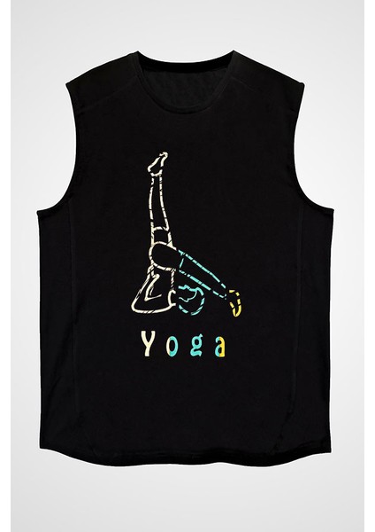 Yoga Siyah Unisex Kolsuz Kesik Kol T-Shirt