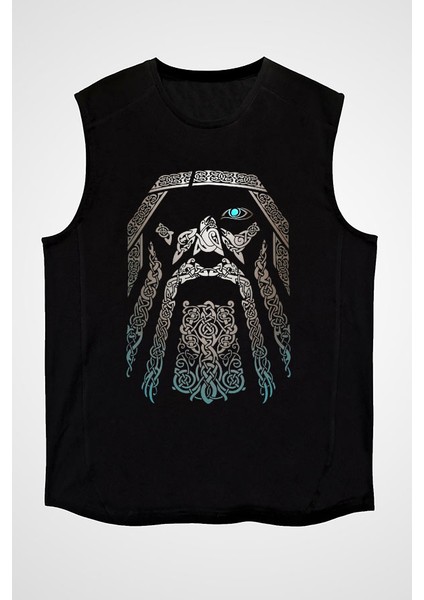 Odin Siyah Unisex Kolsuz Kesik Kol T-Shirt