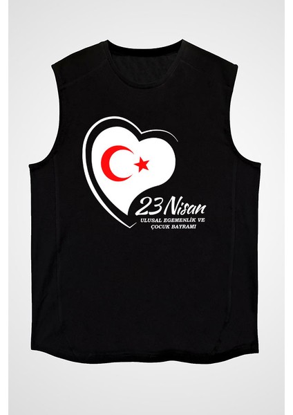 23 Nisan Ulusal Egemenlik ve Çocuk Bayramı Siyah Unisex Kolsuz Tişört Kesik Kol T-Shirt fiyatları