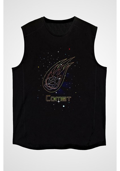 Kuyruklu Yıldız Siyah Unisex Kolsuz Tişört Kesik Kol T-Shirt fiyatları