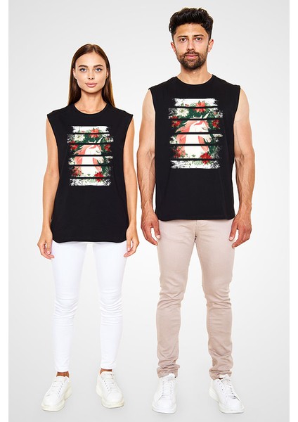 Unicorn At Siyah Unisex Kolsuz Tişört Kesik Kol T-Shirt