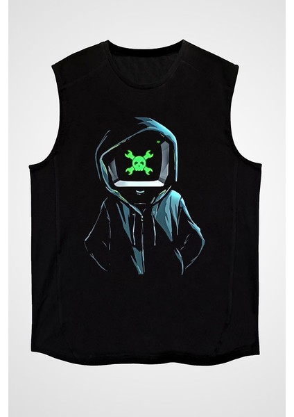 Hacker Siyah Unisex Kolsuz Tişört Kesik Kol T-Shirt fiyatları