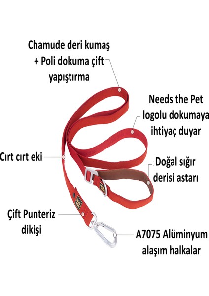Köpek Tasması G230 Ayarlanabilir Uzunluk Hafif Toka Tasma Emniyet Kemeri Karabina 2.3m