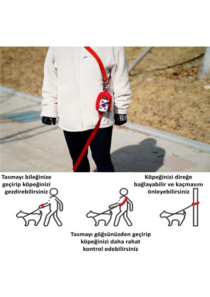 Köpek Tasması G230 Ayarlanabilir Uzunluk Hafif Toka Tasma Emniyet Kemeri Karabina 2.3m