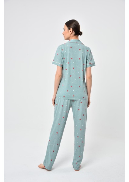 Penye Önden Düğmeli Hamile Lohusa Kısa Kol Pijama Takımı ,%100 Cotton indirimleri