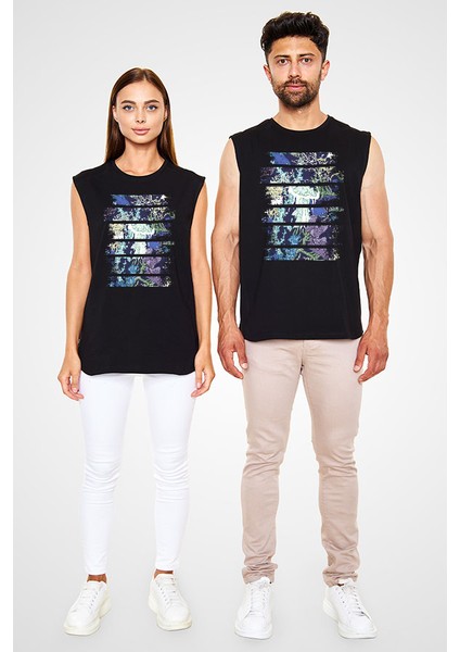 Su Yosunları Deniz Yosunu Alg Yosun Siyah Unisex Kolsuz Tişört Kesik Kol T-Shirt