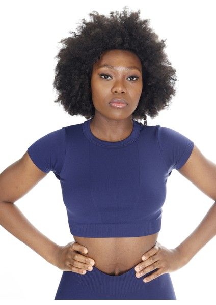 Hera Seamless Kısa Kol Crop Lacivert