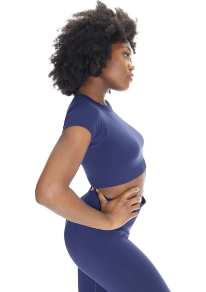 Hera Seamless Kısa Kol Crop Lacivert fiyatları