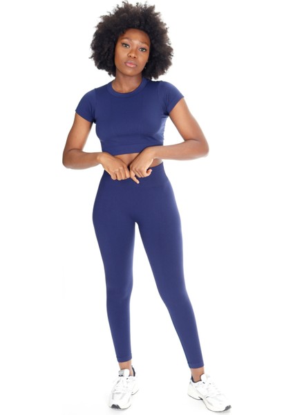 Hera Seamless Kısa Kol Crop Lacivert modelleri
