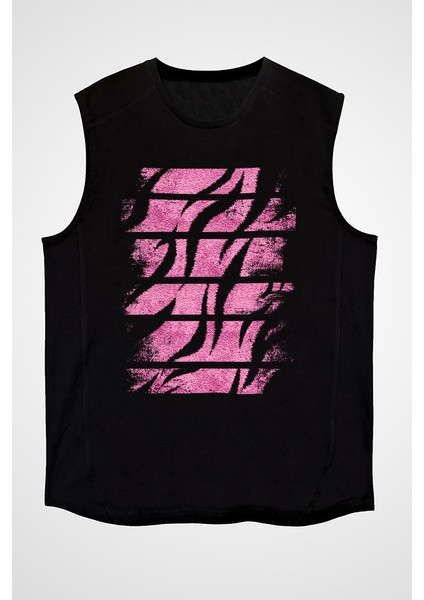 Kaplan Siyah Unisex Kolsuz Kesik Kol T-Shirt