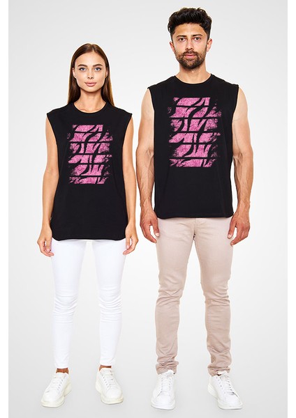 Kaplan Siyah Unisex Kolsuz Kesik Kol T-Shirt fiyatları