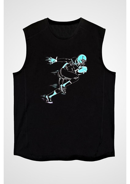 Rugby Siyah Unisex Kolsuz Kesik Kol T-Shirt