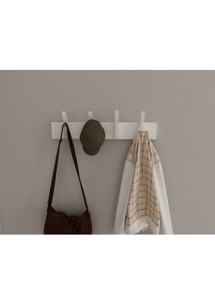 Modern Duvar Kanca Askılık - 4 Adet Beyaz Askılık - 50 cm Beyaz Mdflam - Model 103 fırsatları