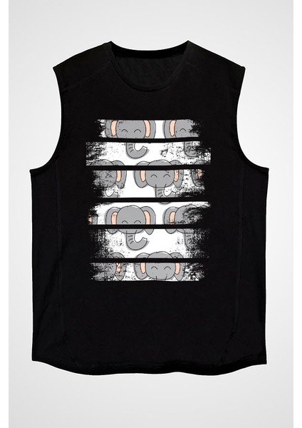 Şirin Fil Siyah Unisex Kolsuz Tişört Kesik Kol T-Shirt fiyatları