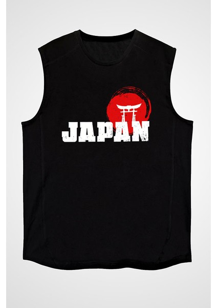 Japonya Siyah Unisex Kolsuz Tişört Kesik Kol T-Shirt fiyatları