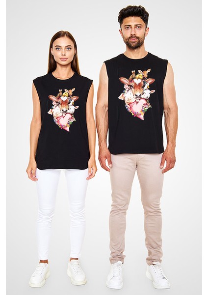 Veteriner Siyah Unisex Kolsuz Kesik Kol T-Shirt fiyatları