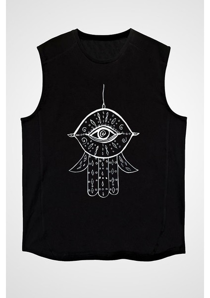 Om Siyah Unisex Kolsuz Kesik Kol T-Shirt