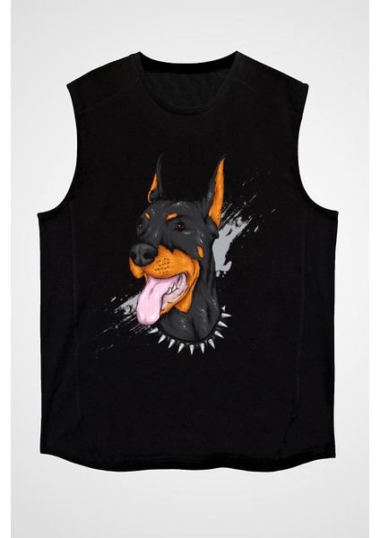 Siyah Doberman Siyah Unisex Kolsuz Tişört Kesik Kol T-Shirt fiyatları