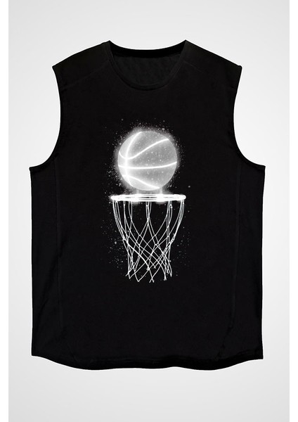 Basketbol Siyah Unisex Kolsuz Tişört Kesik Kol T-Shirt