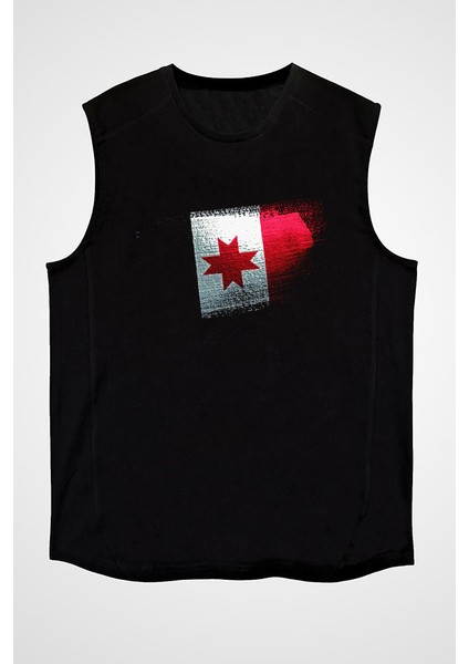 Udmurtya - Udmurtia Siyah Unisex Kolsuz Tişört Kesik Kol T-Shirt