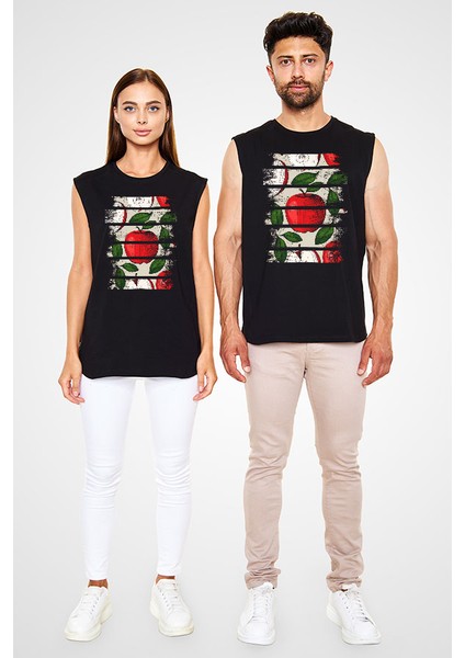 Elma Siyah Unisex Kolsuz Tişört Kesik Kol T-Shirt fiyatları
