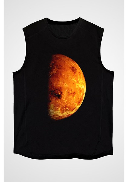 Mars Siyah Unisex Kolsuz Tişört Kesik Kol T-Shirt