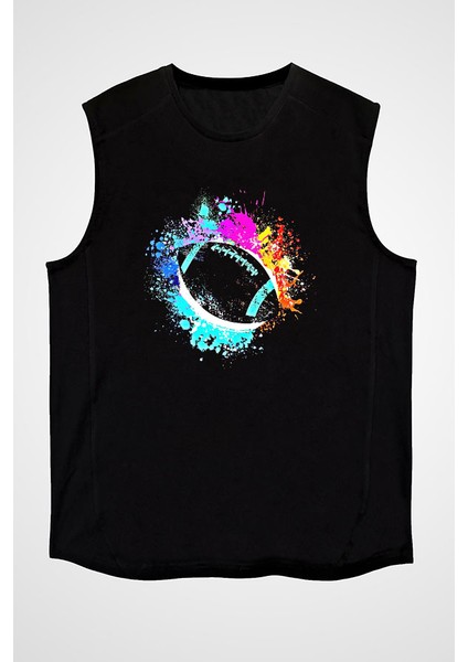 Amerikan Futbolu - American Football Siyah Unisex Kolsuz Kesik Kol T-Shirt