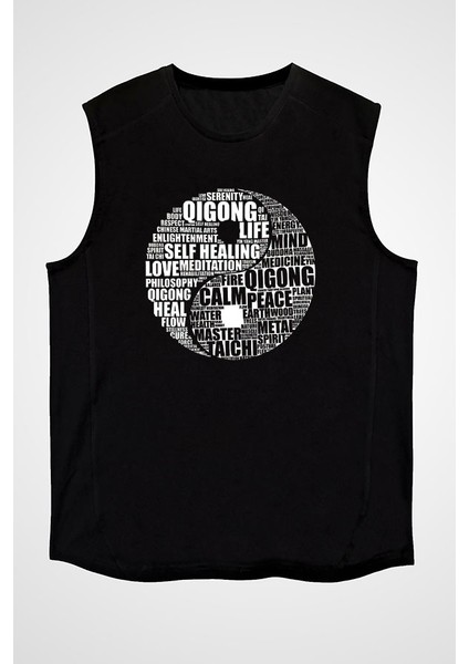 Wushu Siyah Unisex Kolsuz Tişört Kesik Kol T-Shirt