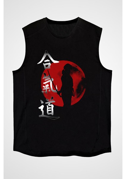 Aikido Siyah Unisex Kolsuz Tişört Kesik Kol T-Shirt