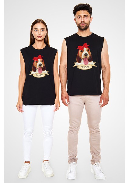 Prenses Beagle Siyah Unisex Kolsuz Tişört Kesik Kol T-Shirt fiyatları