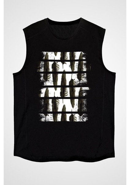 Karga Tüyü Siyah Unisex Kolsuz Tişört Kesik Kol T-Shirt